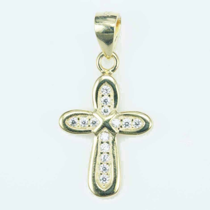 Pendant Cross 12x19mm. Circonia gold color