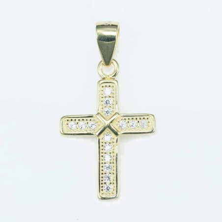 Pendant Cross 13x19mm. Circonia gold color