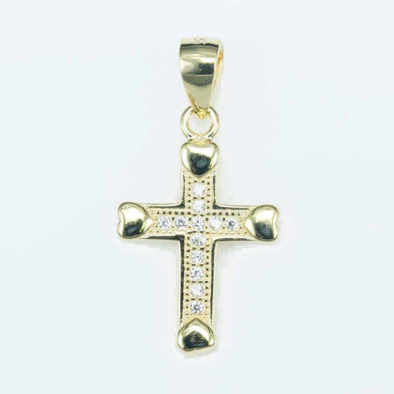 Pendant Cross 12x18mm. Circonia gold color