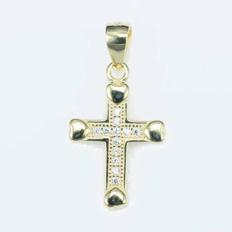 Pendant Cross 12x18mm. Circonia gold color