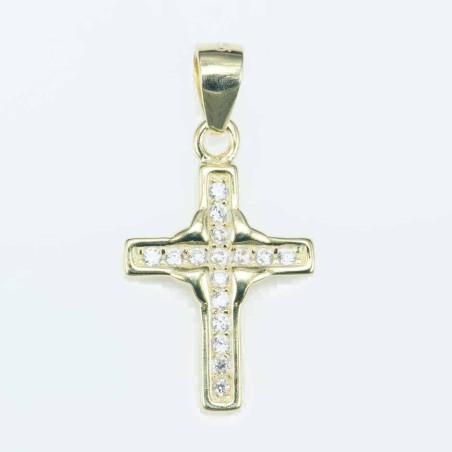 Pendant Cross 12x19mm. Circonia gold color