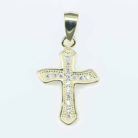 Pendant Cross 12x19mm. Circonia gold color