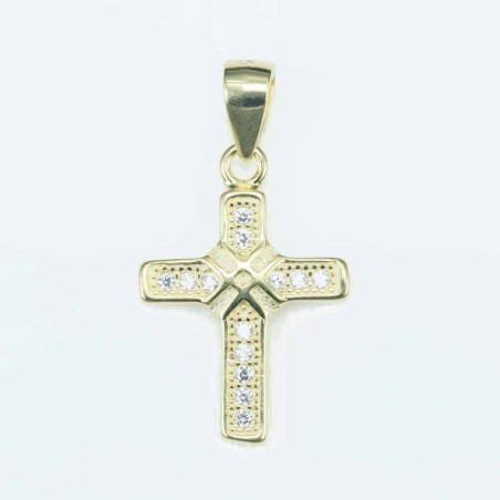 Pendant Cross 12x18mm. Circonia gold color