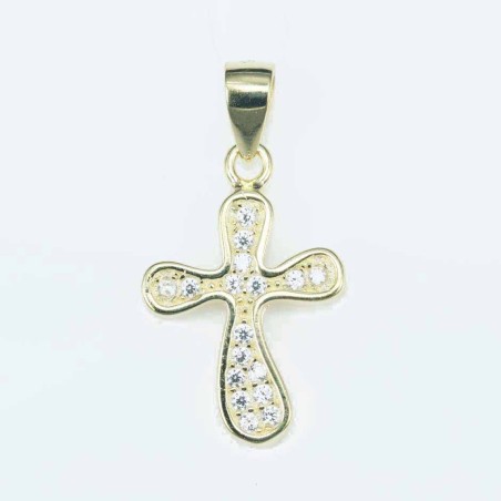 Pendant Cross 12x18mm.Circonia gold color