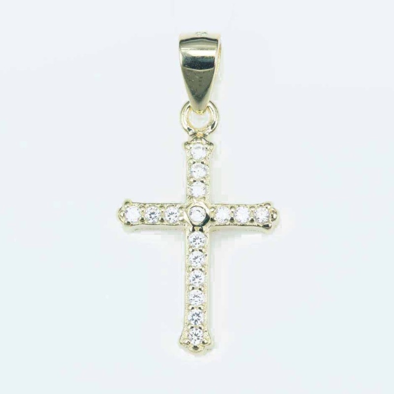 Pendant Cross 13x18mm. Circonia gold color