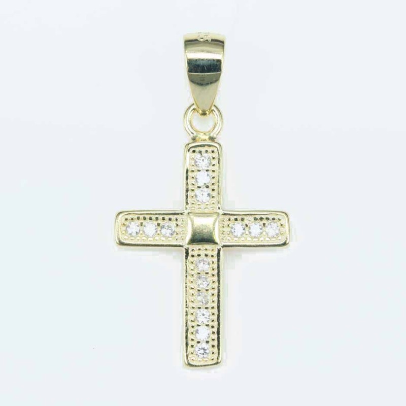 Pendant Cross 11x19mm. Circonia gold color