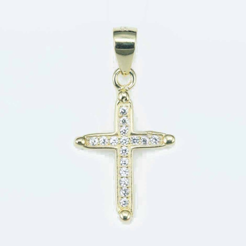 Pendant Cross 12x19mm. Circonia gold color