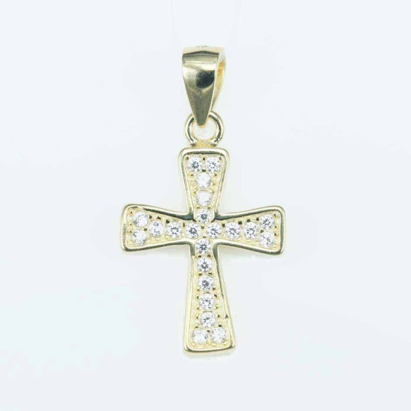 Pendant Cross 12x18mm. Circonia gold color Pendant Cross 12x18mm. Circonia gold color
