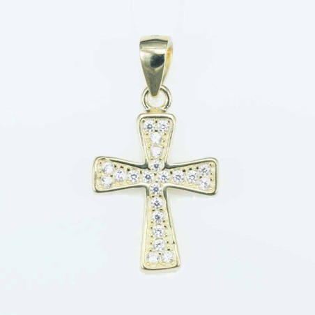 Pendant Cross 12x18mm. Circonia gold color
