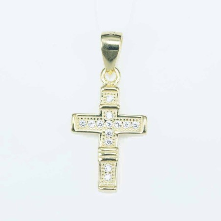 Pendant Cross 10x18mm. Circonia Gold color