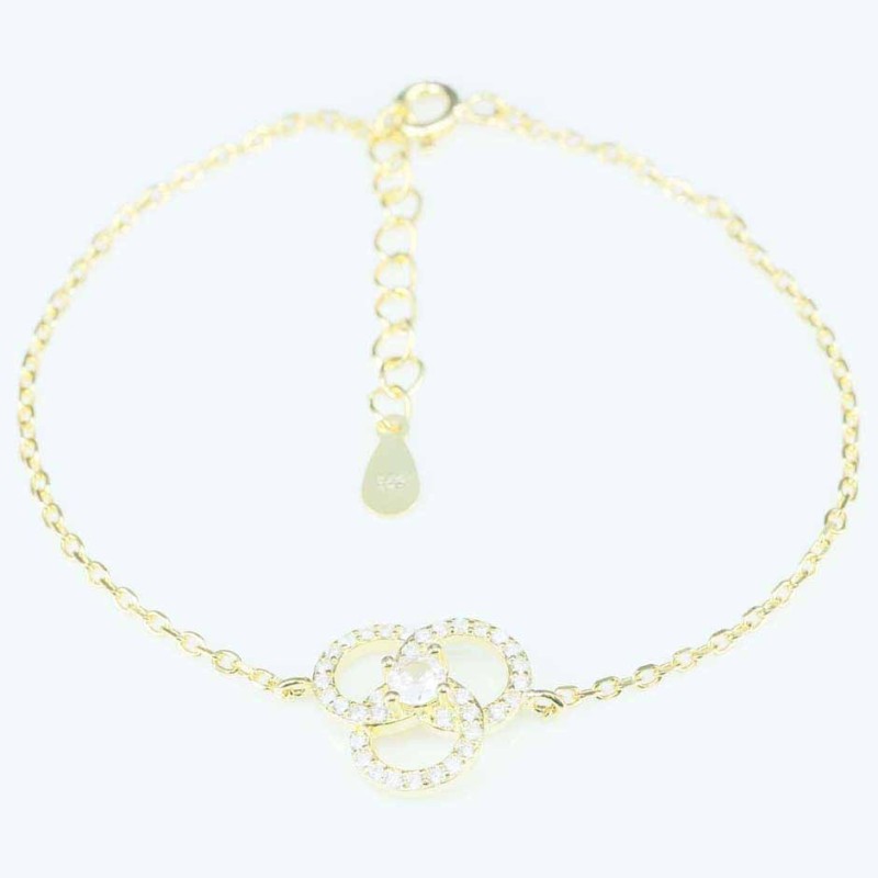 Bracelet  Flower 13mm. Circonia gold color