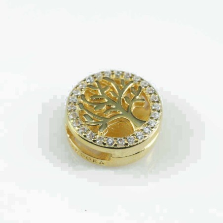 Charm For Bracelet Gold Tree of live 11mm.Circonia