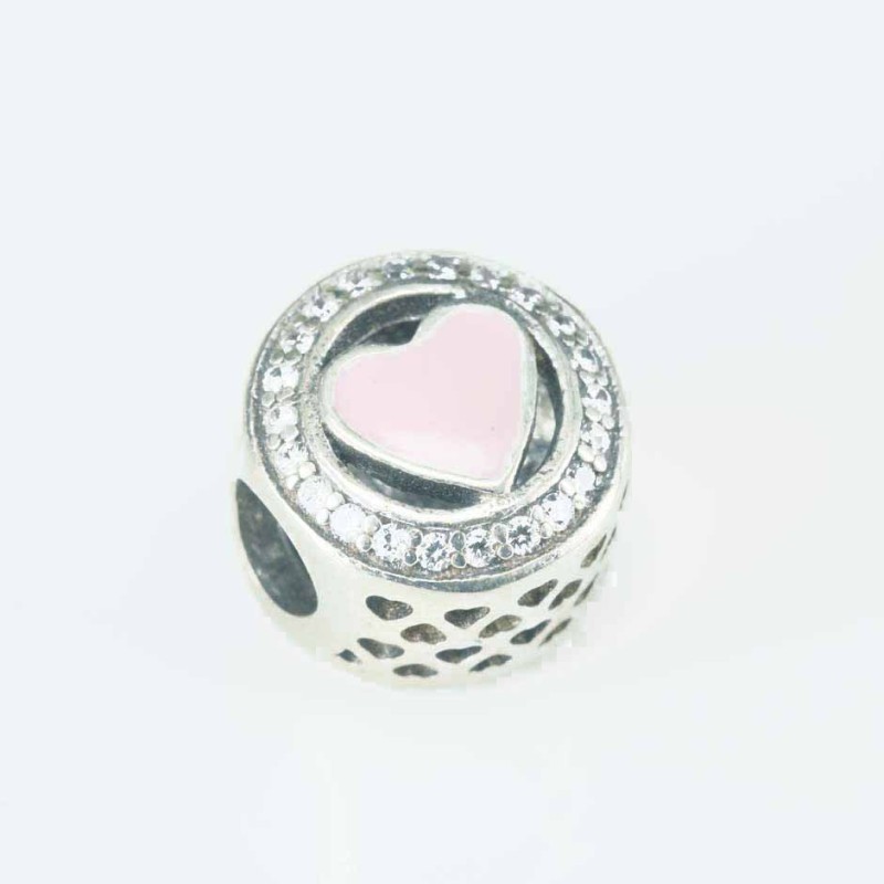 Charm For Bracelet Beads in heart 12mm. Circonia