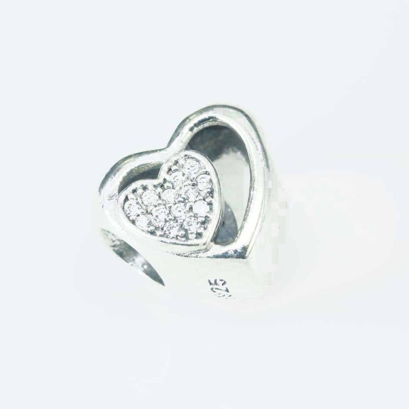 Charm For Bracelet Beads in heart 11mm. Circonia