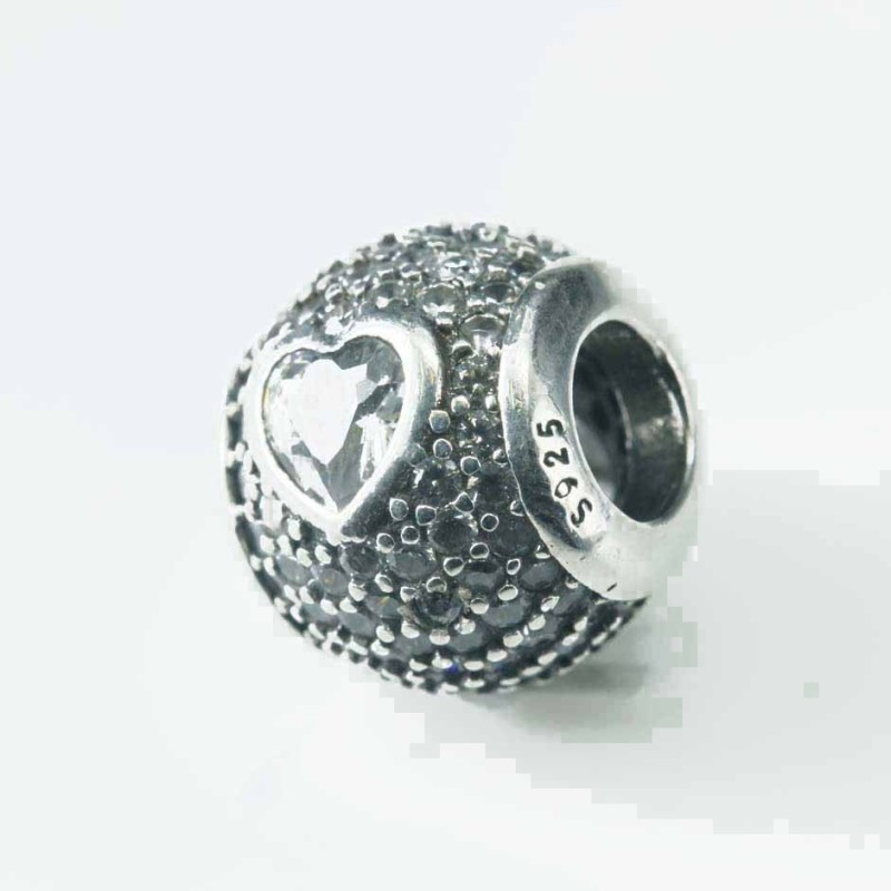 Charm For Bracelet Beads in heart 11mm.Circonia