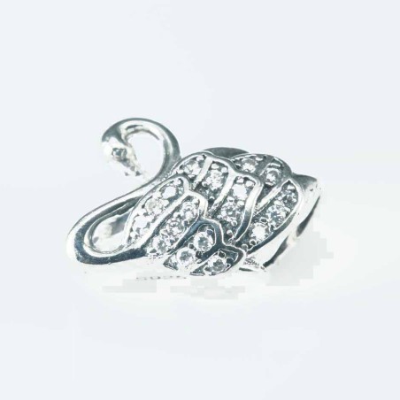 Charm For Bracelet Beads Swan 10x14mm.Circonia