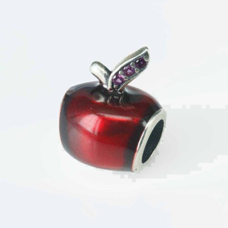 Charm For Bracelet Beads Apple Red10x13mm.Circonia