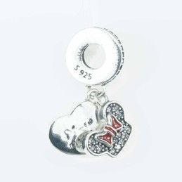 Charm For Bracelet Mouse+Heart 11mm. Circonia