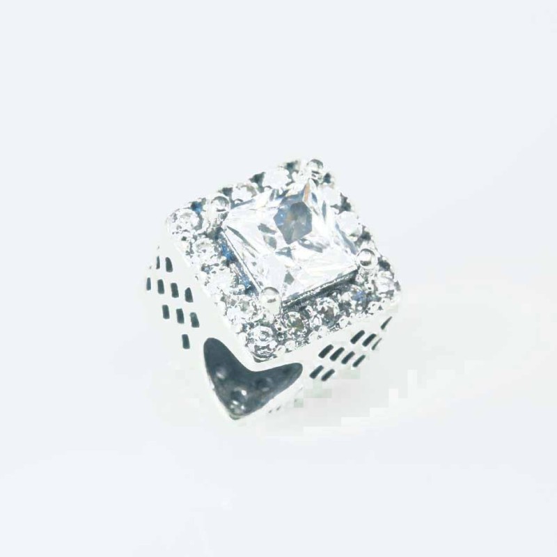 Charm For Bracelet Square 11mm. Circonia