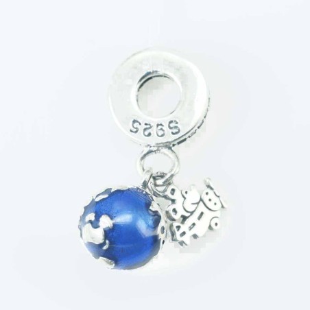 Charm For Bracelet Ball of world  9mm.Circonia