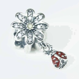 Charm For Bracelet Flower lady bird 10mm. Circonia