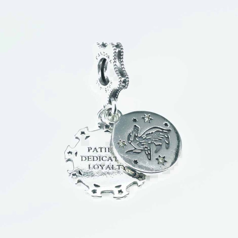 Charm For Bracelet Round 14mm. Circonia