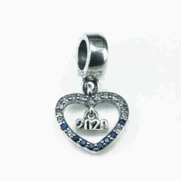 Charm For Bracelet Heart 12x21mm. Circonia