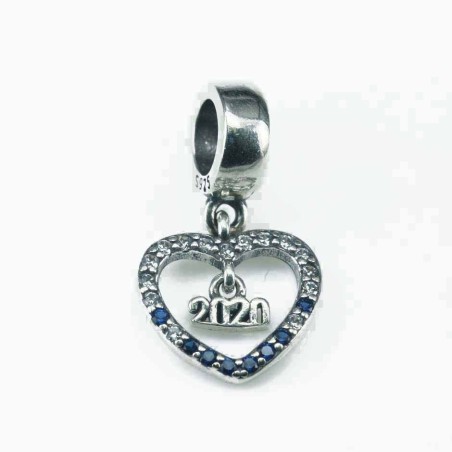 Charm For Bracelet Heart 12x21mm. Circonia