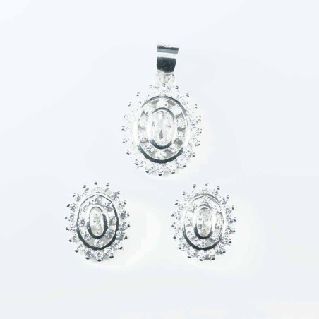 Set Ea+Pend Oval  9x11mm. Circonia