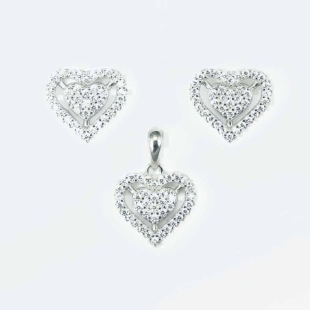 Set Ea+Pend Heart 11x12mm. Circonia