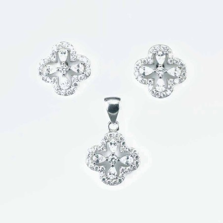 Set Ea+Pend Flower 4, 11mm. Circonia