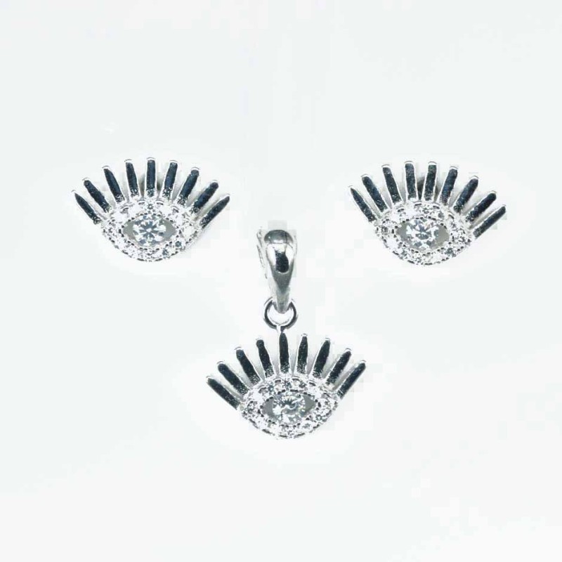 Set Ea+Pend Small eye 8x12mm. Circonia