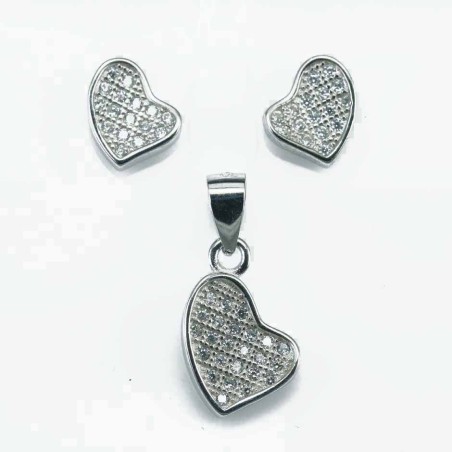 Set Ea+Pend  Heart 6x8+9x13mm. Circonia