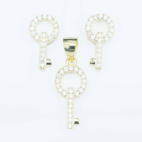 Set Ea+Pend Key 8x19mm.Circonia gold color