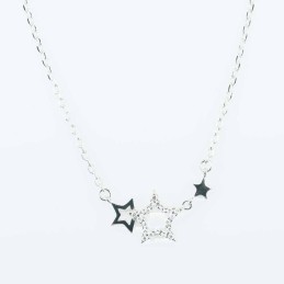 Necklace Small Star 3pc 4+7+10mm. 48cms. Circonia
