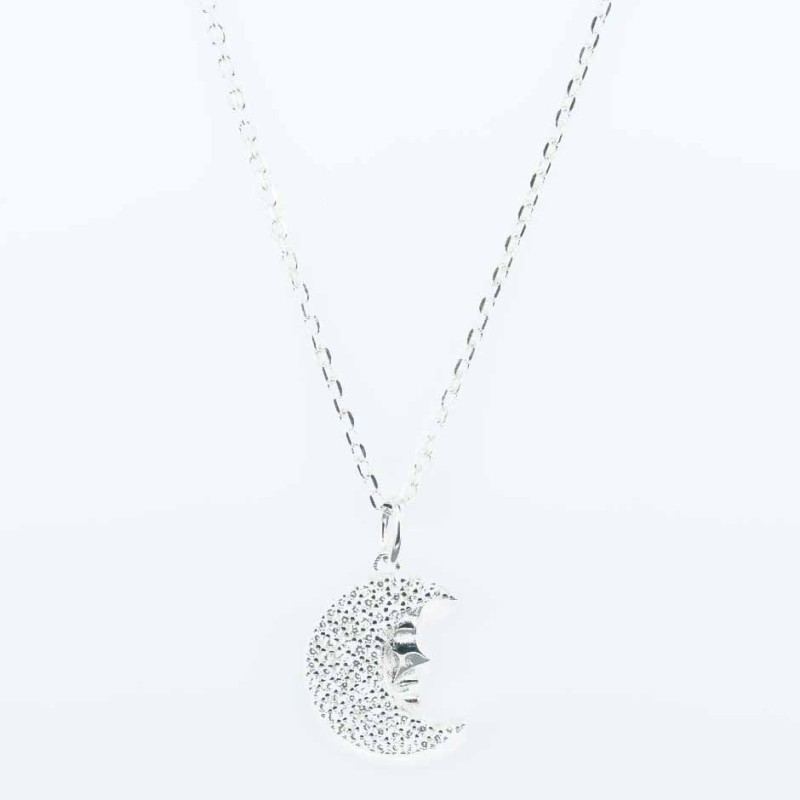 Necklace Moon 14x22mm. 48cms. Circonia