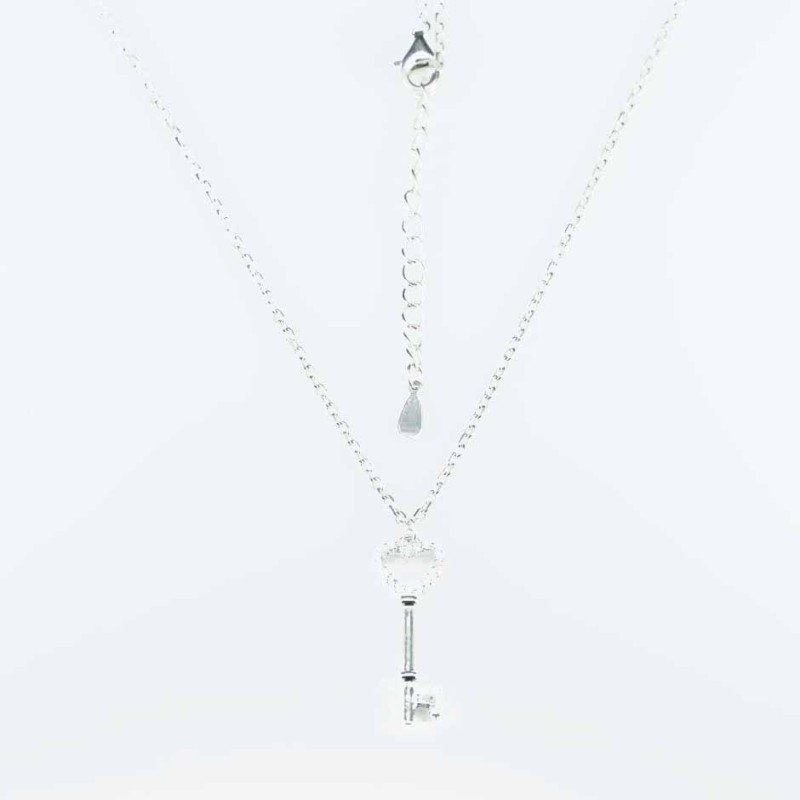 Necklace Key 8x23mm. 45cms. Circonia