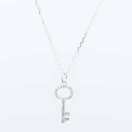 Necklace Key  10x23mm. 47cms. Circonia