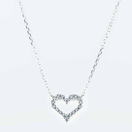 Necklace Heart 14x15mm. 46cms. Circonia