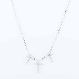 Necklace Cross 3pc 6x9mm. 44cms. Circonia