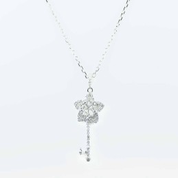 Necklace Star Key  13x30mm. 45cms. Circonia