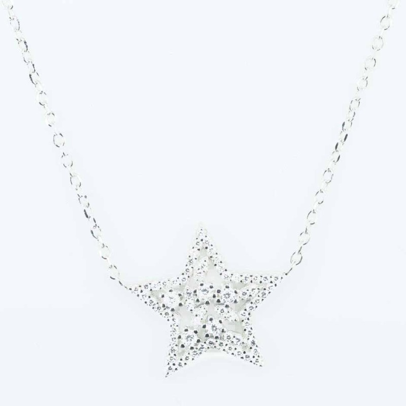 Necklace Star 19mm. 45cms. Circonia