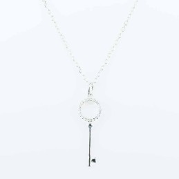 Necklace Key 10x30mm. 49cms. Circonia