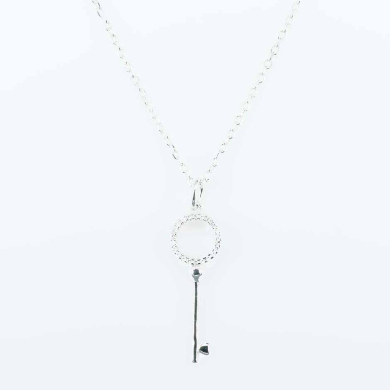 Necklace Key 10x30mm. 49cms. Circonia