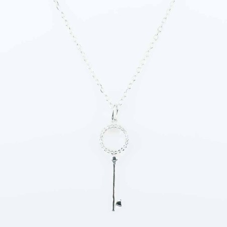 Necklace Key 10x30mm. 49cms. Circonia