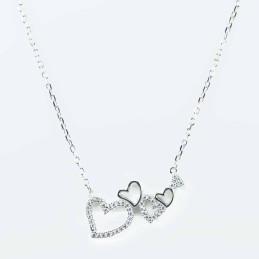 Necklace Heart 3pc 20x25mm. 45cms. Circonia