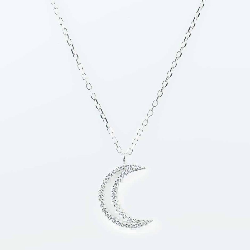 Necklace Moon 13x19mm. 45cms. Circonia