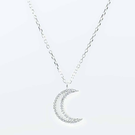 Necklace Moon 13x19mm. 45cms. Circonia