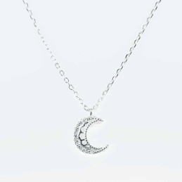 Necklace Moon 11x13mm. 47cms. Circonia