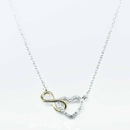 Necklace Heart+infinity 11x19mm. 46,cms Circonia